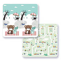 Дитячий розвиваючий двосторонній складаний термокилимок ігровий Відпочинок на пляжі та Дорожній лабіринт 150х200x1 см із сумкою