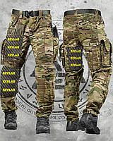 Штани кевларові мультикам із захистом ніг тактичні балістичні, штани рипстоп multicam камуфляжні ссу військові штурмові