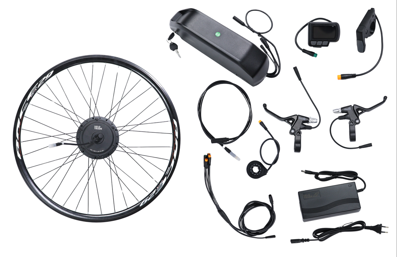 Електрокомплект заводський передній 28 дюймів: мотор MXSUS 500W, акумулятор/ контролер 48V 17.5Ah з індикаторною ручкою