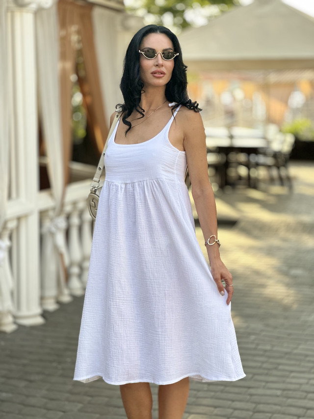 Літня сукня сарафан із мусліна на бретельках "Caramel" 