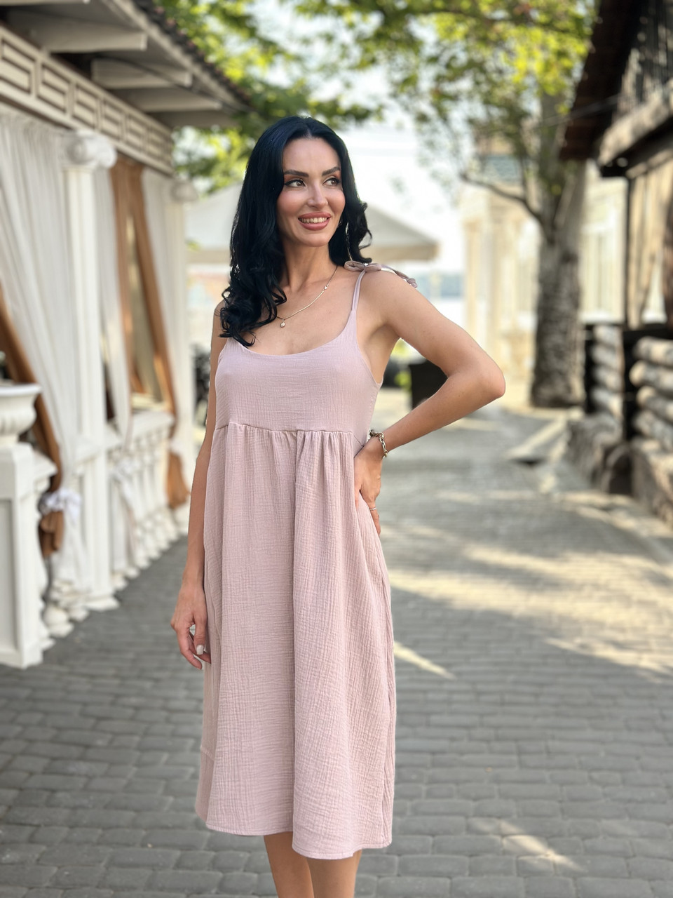 Літня сукня сарафан із мусліна на бретельках "Caramel" | Норма і батал, фото 1