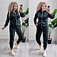 Жіночий велюровий спортивний костюм на блискавці: 42-44, 46-48, 50-52 чорний, синій, електрик, смарагдовий, графіт - фото 1 - id-p2535338547