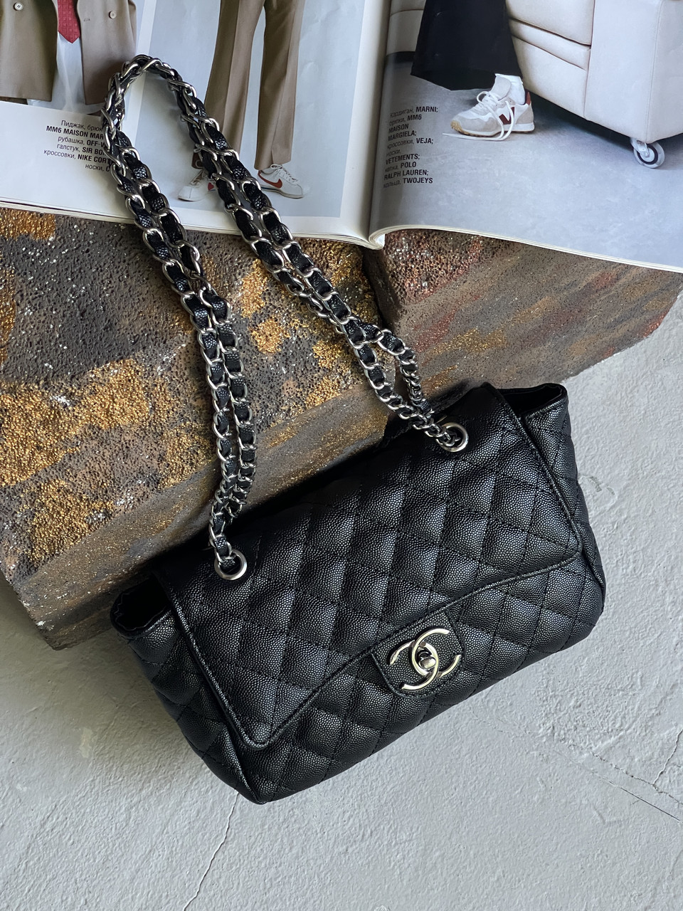 Жіноча сумка Chanel чорний срібло структурна через плечі Шанель, фото 1