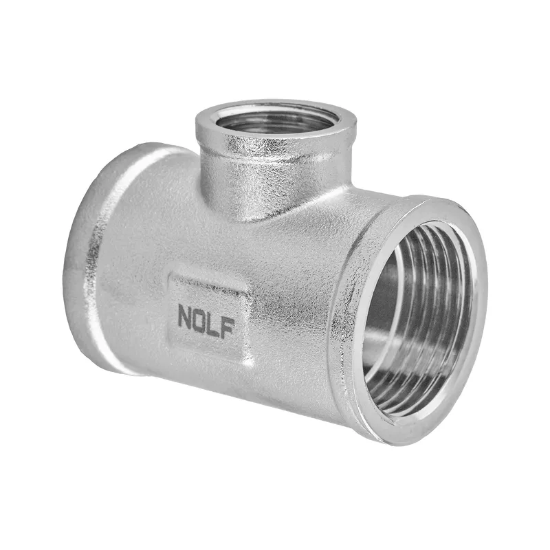 Трійник редукційний Nolf NFC.T100610F-N-1"Fх1/2"Fх1"F нікельований (NF3095), фото 1