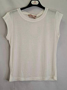 Жіноча майка біла з льону без рукавів MKLT1157-2
