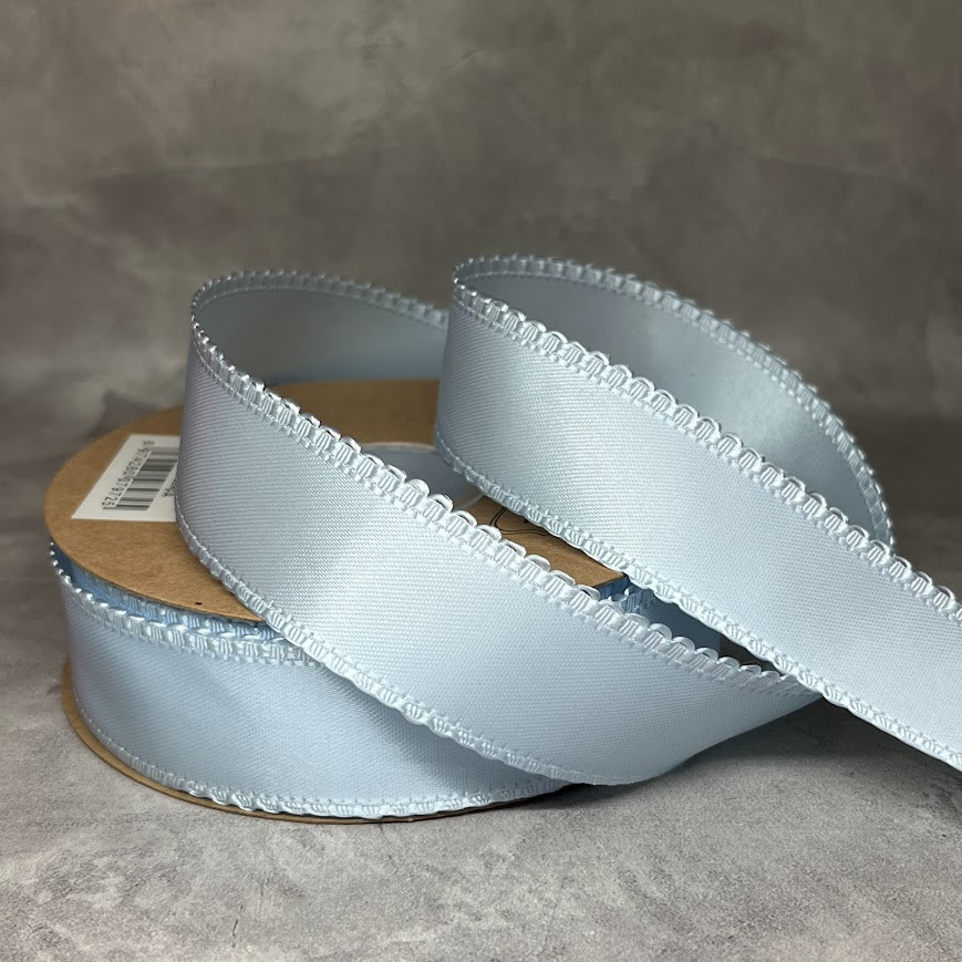 Атласна стрічка 2,5 см (двостороння) "Петелька", арт 018783, блакитний, відрізок 1 ярд (91 см), Блакитний, фото 1