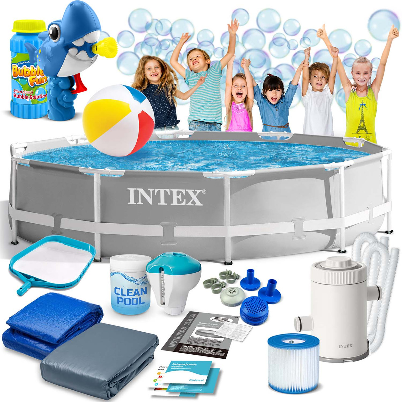 Басейн каркасний 15в1 INTEX 26702, 305 х 76 см + машина для створення бульбашок, фото 1