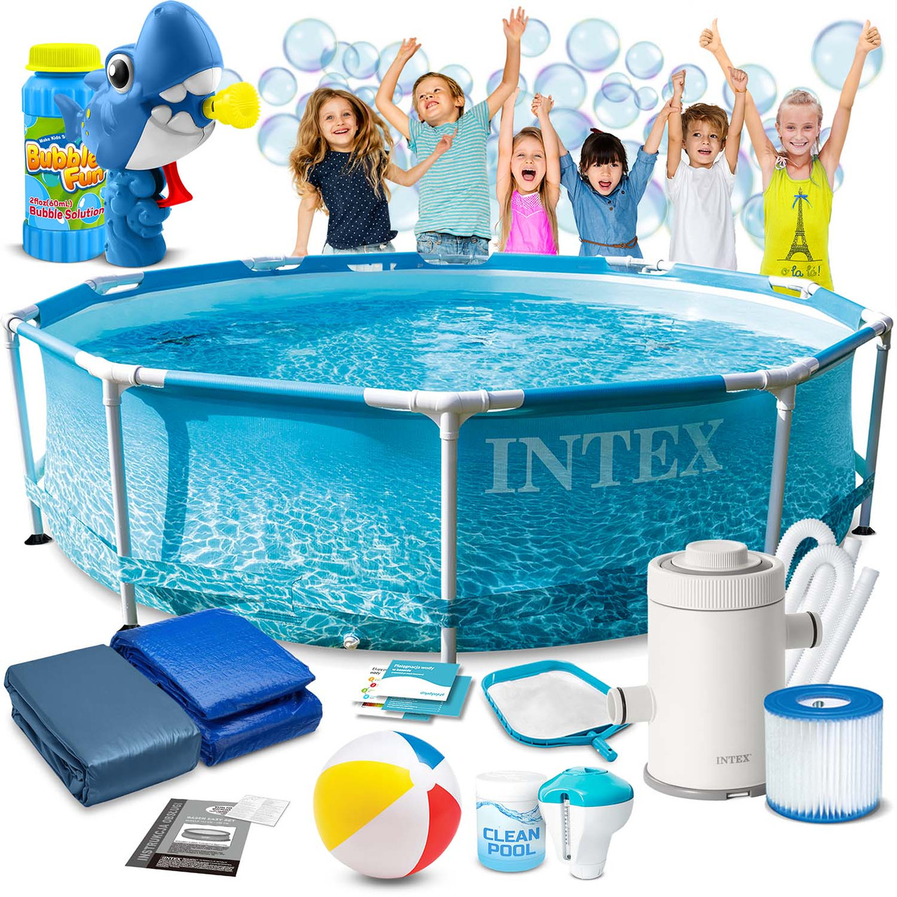 Басейн каркасний 16в1 INTEX 28208, 305 x 76 см + машина для створення бульбашок, фото 1
