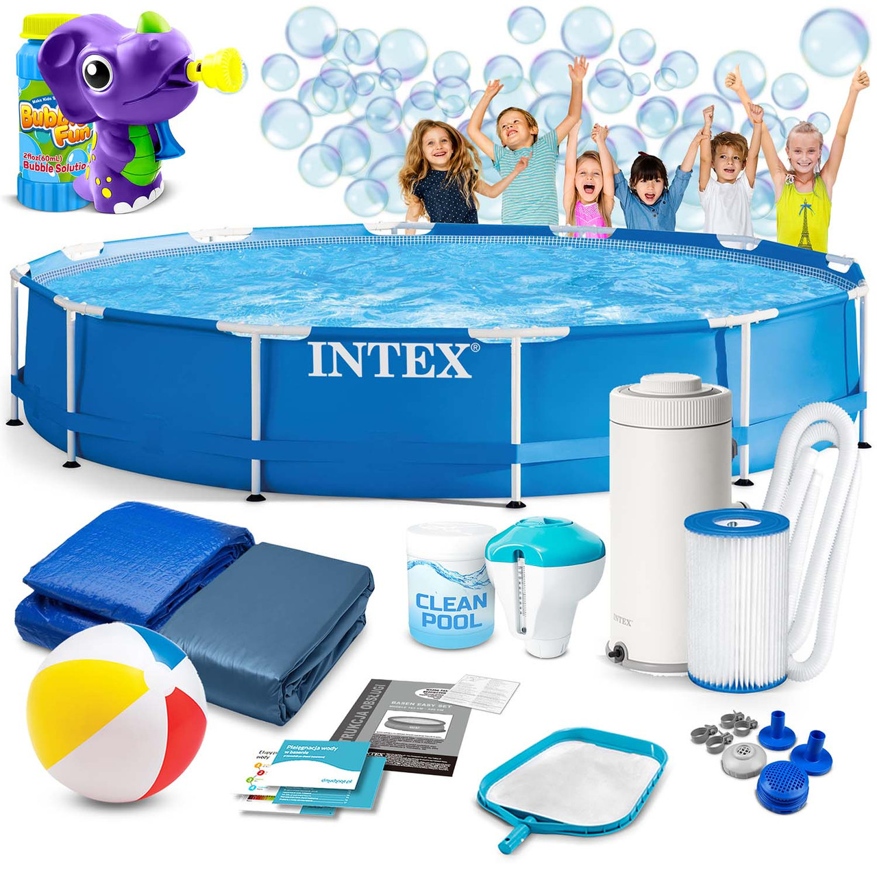 Басейн каркасний 16в1 INTEX 28212, 366 x 76 см + машина для створення бульбашок, фото 1