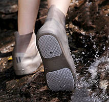 Бахіли багаторазові з потовщеними зносостійкими підошвами для взуття. Темно-сірі, S