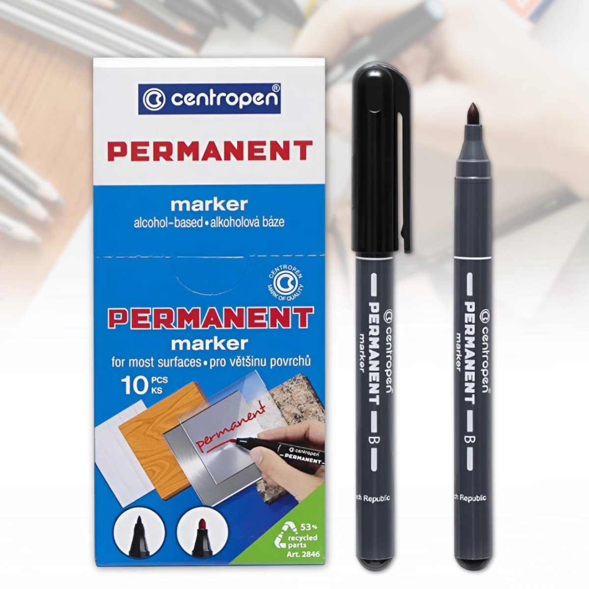 Перманентний маркер CENTROPEN Чорний Упаковка 10 шт., фото 1