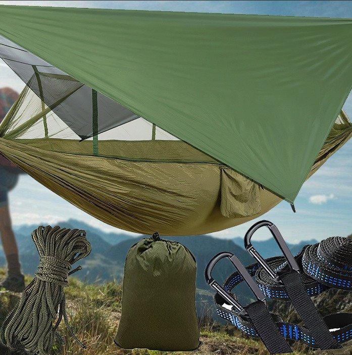 Гамак з москітною сіткою камуфляж парашутна тканина з захистом від комах {1633-piho}, фото 1