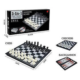 Настільна гра 3в1 Шахи Шашки Нарди пластик 25*25 см (22160)