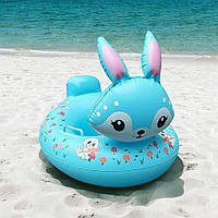 Дитяче коло для плавання Зайчик, з ручками, 65x45см, Блакитний (Надувний плотик для дітей)