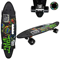 Дитячий пенніборд Черепашки-nіндзя з PU колесами та підсвіткою, розмір 60x17x12 см арт. TM2507