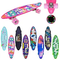 Дитячий пенніборд з PU колесами та підсвіткою, розмір 60х17 см, арт. PB204