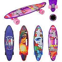 Пенниборд з PU колесами та підсвіткою, розмір 56х15 см, в асортименті арт. SC24155