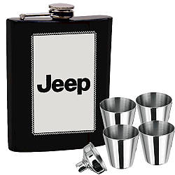 Набір фляга з гравіюванням "JEEP" + чотири стаканчики + лійка 7oz LG-145U4