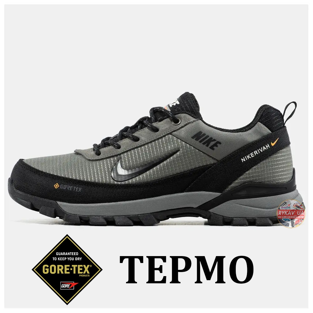 Чоловічі кросівки Nike Rivah Gore-Tex Termo Khaki Black, термо хакі кросівки найк рівах гортекс, фото 1