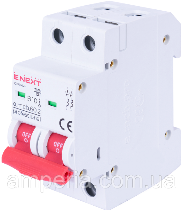 Модульний автоматичний вимикач e.mcb.pro.60.2.B10, 2р, 10А, В, 6кА