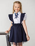 Спідниця-сарафан із крильцями шкільна для дівчинки Синій. Шкільний сарафан для дівчаток, фото 2