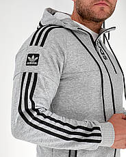 Спортивний костюм Adidas весна осінь, чоловічий спорт- костюм Адідас із капюшоном сірий, фото 4