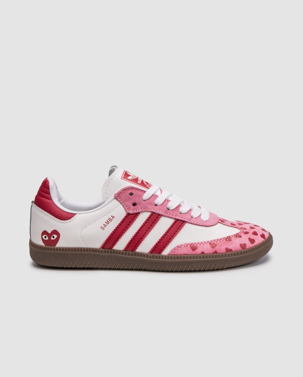 Жіночі кросівки Adidas Samba x Comme des Garçons Play White/Pink, фото 1