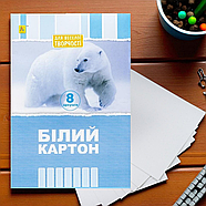 Білий картон А4 на 8 аркушів односторонній "Коленкор", фото 3