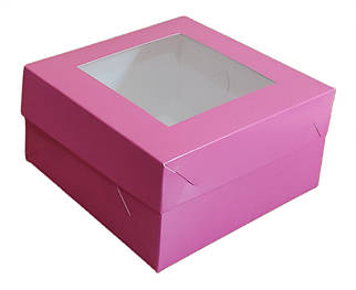 Коробка 17*17*9 см з вікном Рожева