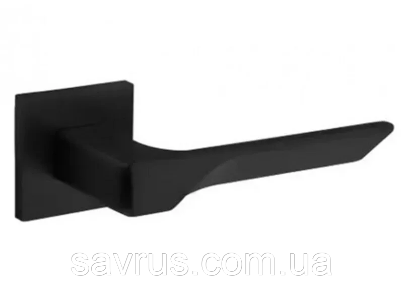 Ручка дверна (комплект) Sempra, чорна квадратна на розеті, H-30122-A-BLM, фото 1