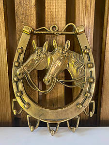 Настінна ключниця "Коні" із зістареної латуні 16х21см Stilars Італія 130069 (Італія)