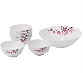 Набір склокерамічних салатників 7пр (1х200мм+6х126мм) Pink Sakura