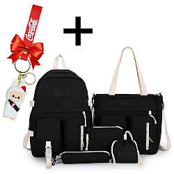 Шкільний рюкзак з сумками 5в1 + Подарунок Іграшка Лабубу Coca-Cola / Дитячий рюкзак підлітковий / Портфель