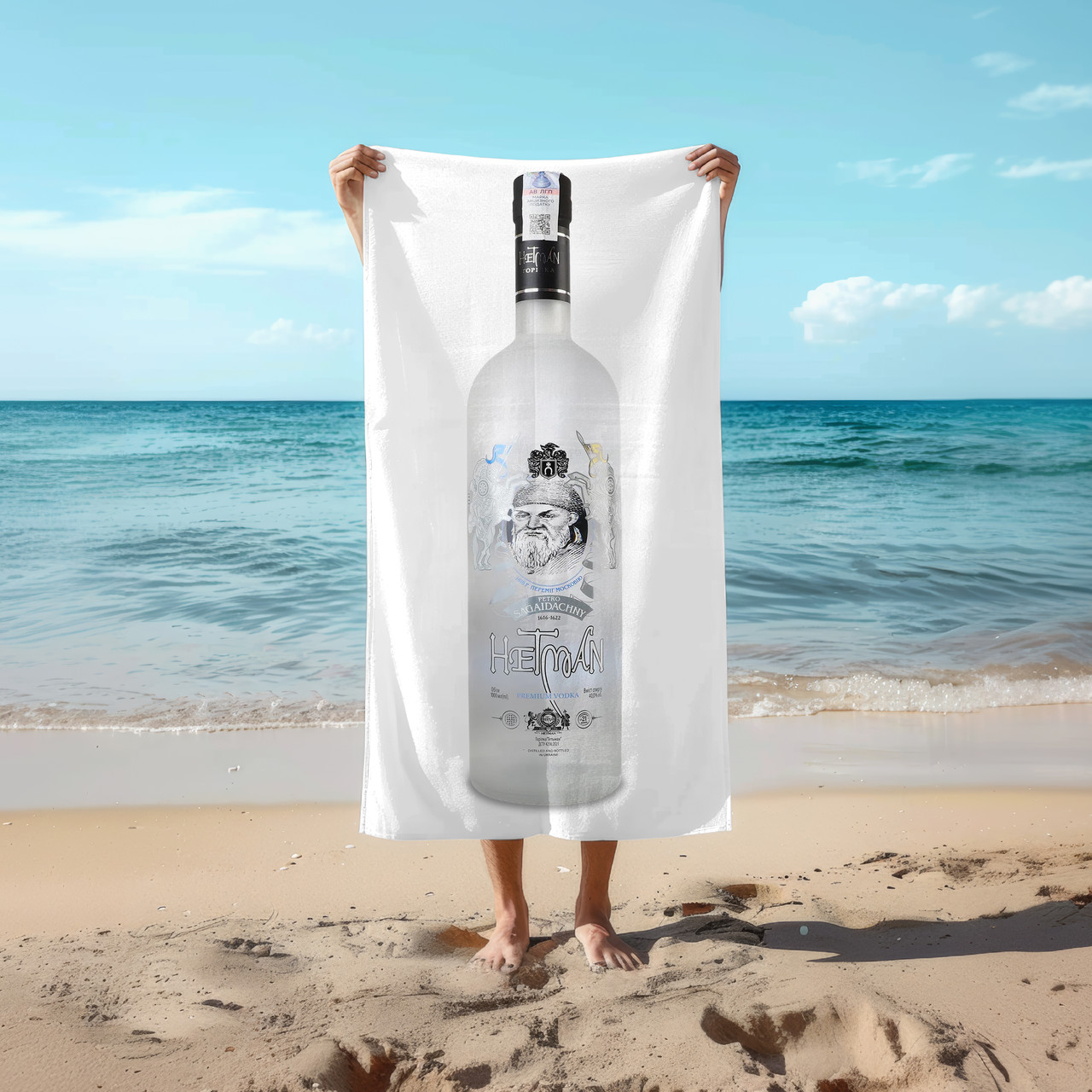 Рушник 78*140 см Горілка «Гетьман», 1000мл