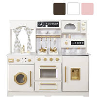 Кухня дитяча дерев'яна AVKO Равенна ігрові + звукові світлові ефекти + аксесуари для дітей R_2474 Білий