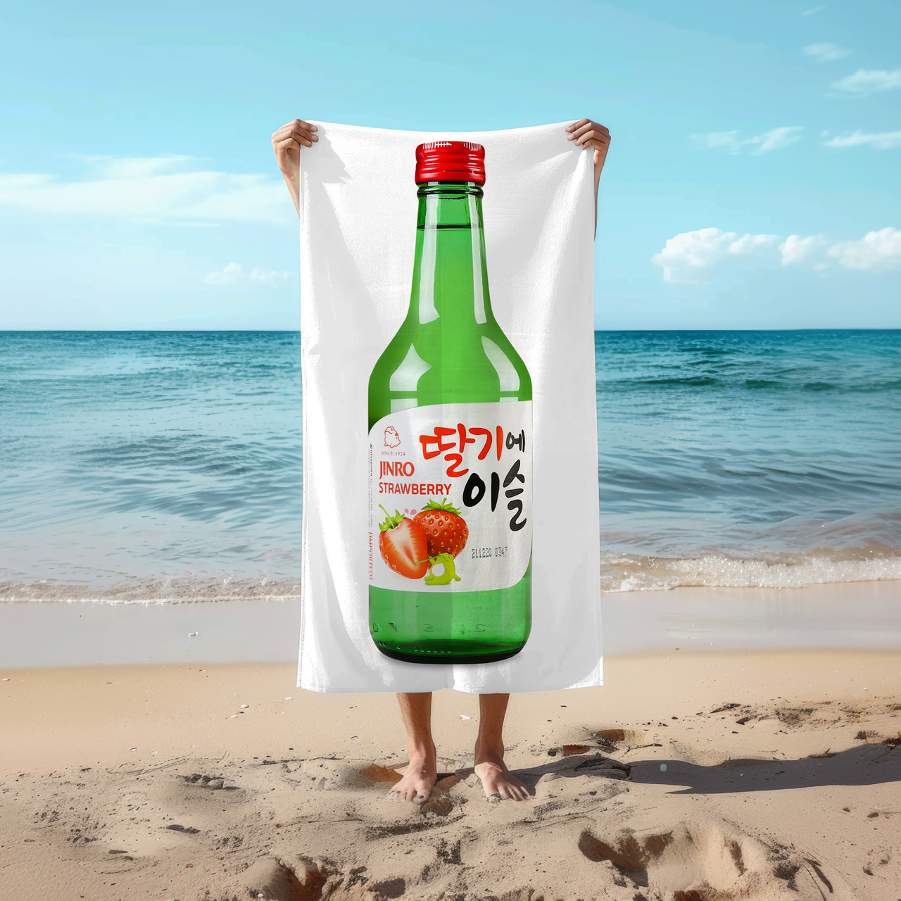 Рушник 78*140 см Соджу Jinro Strawberry Soju полуниця, 0,36л