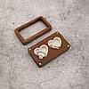Коробочка для двух каблучок дерев'яна Double Heart — Футляр скринька для весілля, з натурального американського горіха, фото 2