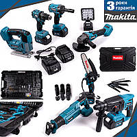 Набір Makita 8в1 акумуляторний 36V Шурупокрут, Болгарка,Гайковерт, Перфоратор, Пила,Лобзик, Шабельна,Ліхтар lv