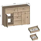 Комод для дому без ручок з 2 дверцятами та 5 шухлядами T-227  Moreli Білий, фото 2