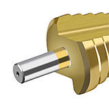 Набір східчастих конусних свердлів з титановим покриттям Фрезерувальні свердла для металу 6 шт в кейсі, фото 6