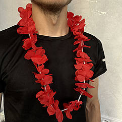 Леї (Гібіскус) червоні на Гавайську вечірку, 43 см