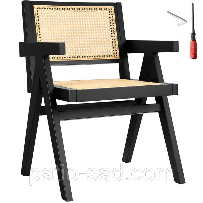 Крісло Lissy в ретро стилі бохо, чорний колір, фото 1