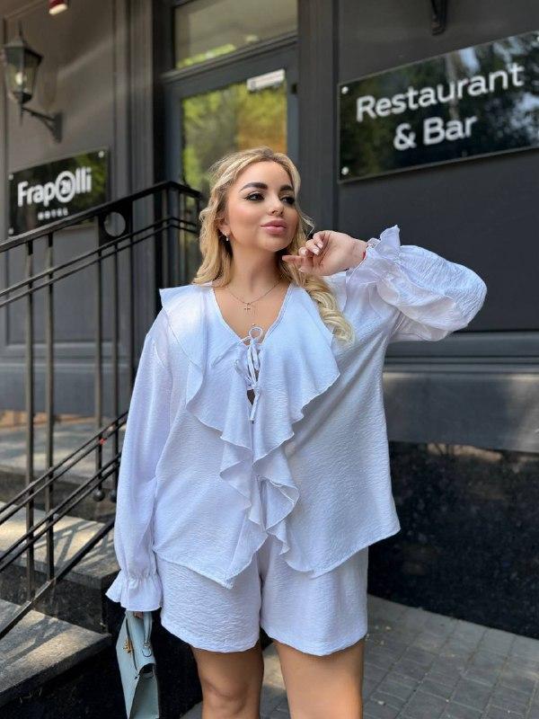 Жіночий костюм із шортами; Колір білий, чорний і рожевий; Розміри: S, L, 2XL;, фото 1