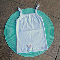 Майка трикотажна на тонких брителях з мереживом, біла