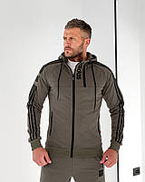 Спортивный костюм Adidas весна осень мужской демисезонный спорт костюм Адидас с капюшоном темно-серый fms