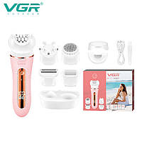 Епілятор VGR 5 в 1 V-751 – водостійкий набір для догляду з 5 насадками та захистом IPX6.