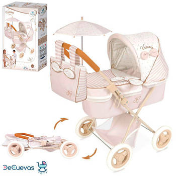 Візок для ляльок і пупсів 85078 DECUEVAS класична з парасолькою та сумкою