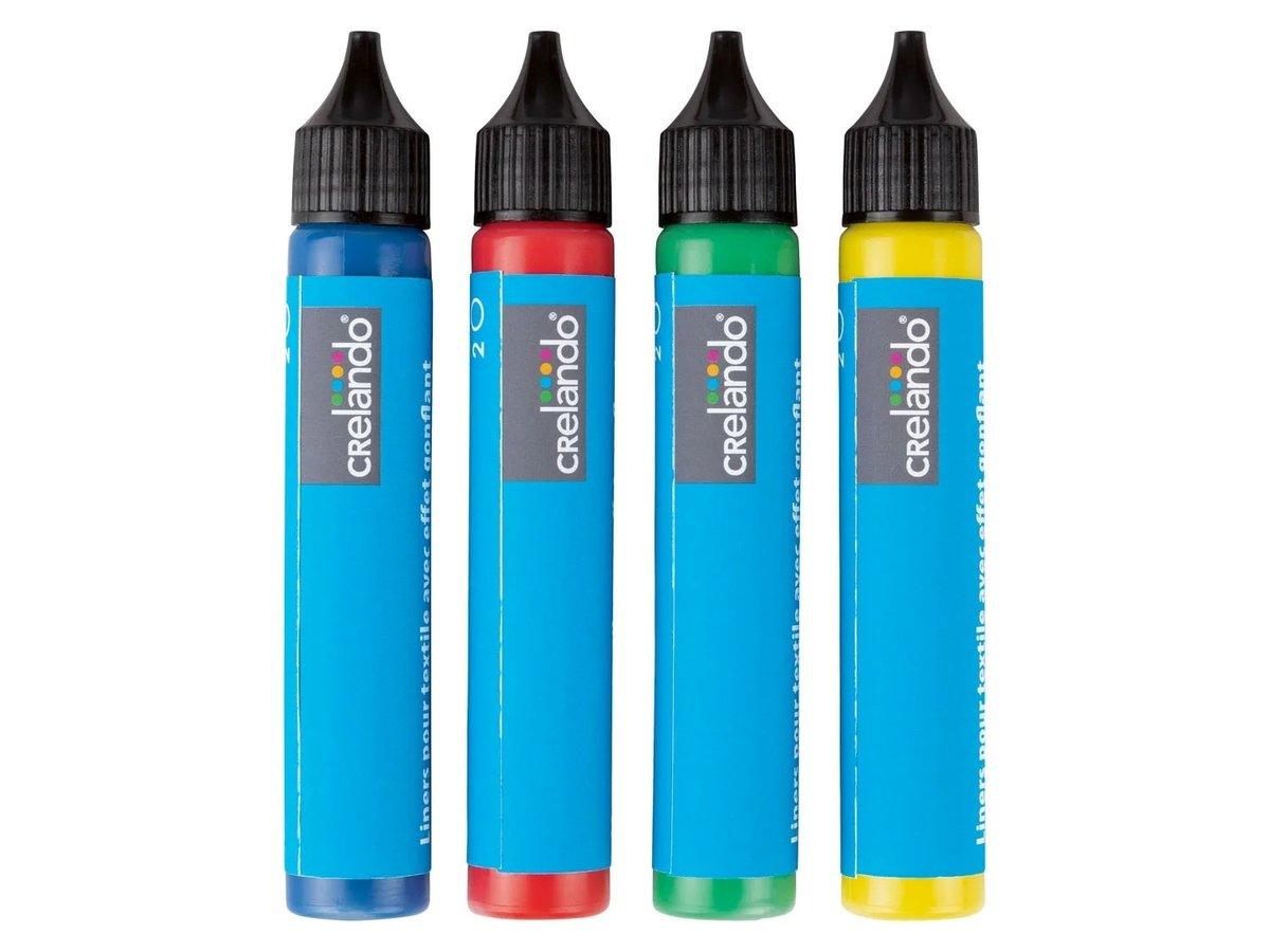 3D фарба для тканини 4 шт 25 мл Crelando, фарба для декорування одягу та тканини, фото 1