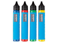 3D фарба для тканини 4 шт 25 мл Crelando, фарба для декорування одягу та тканини