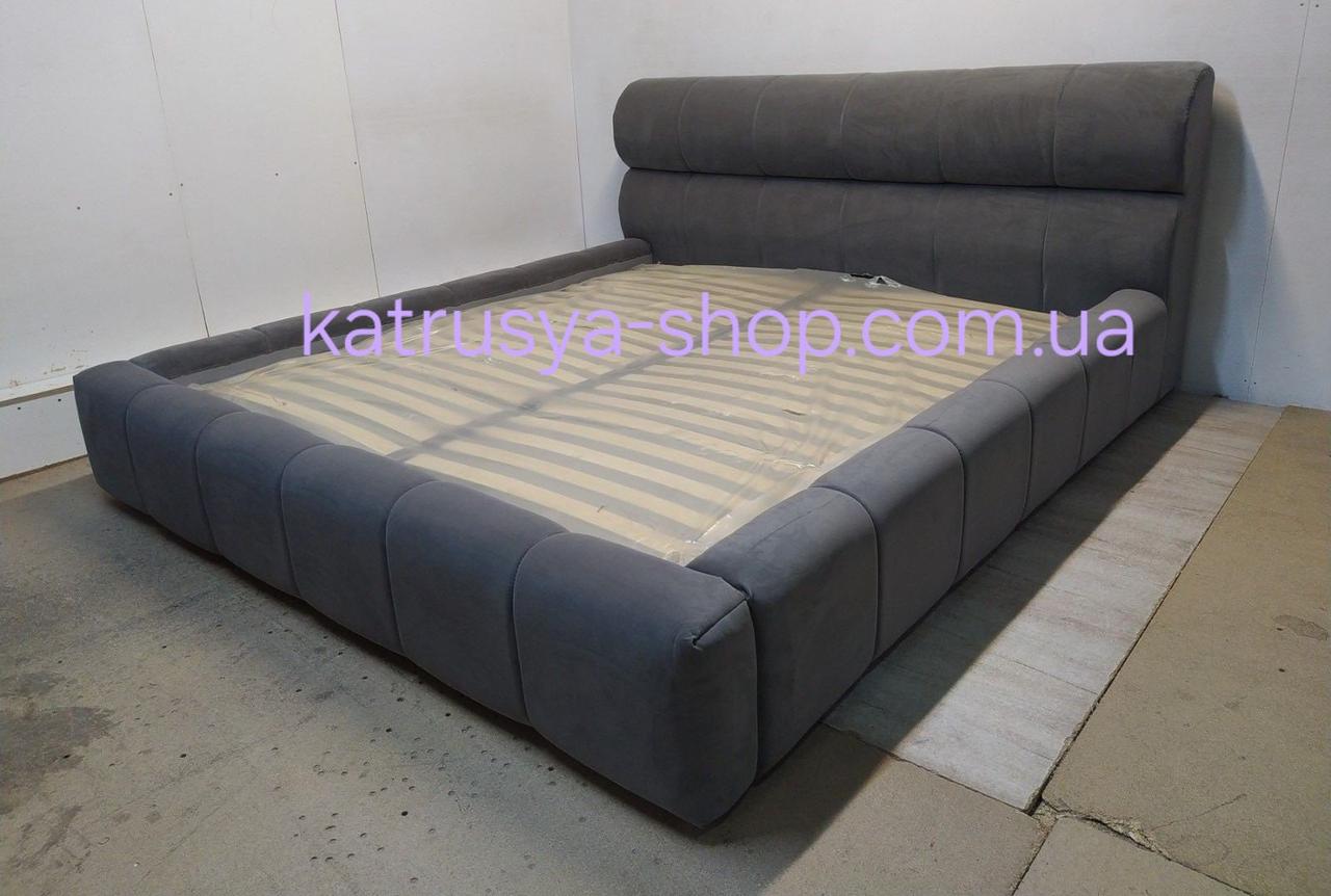 Ліжко двоспальне Орлі 160-180 (люкс) з механізмом велюр сіра сталь, фото 1